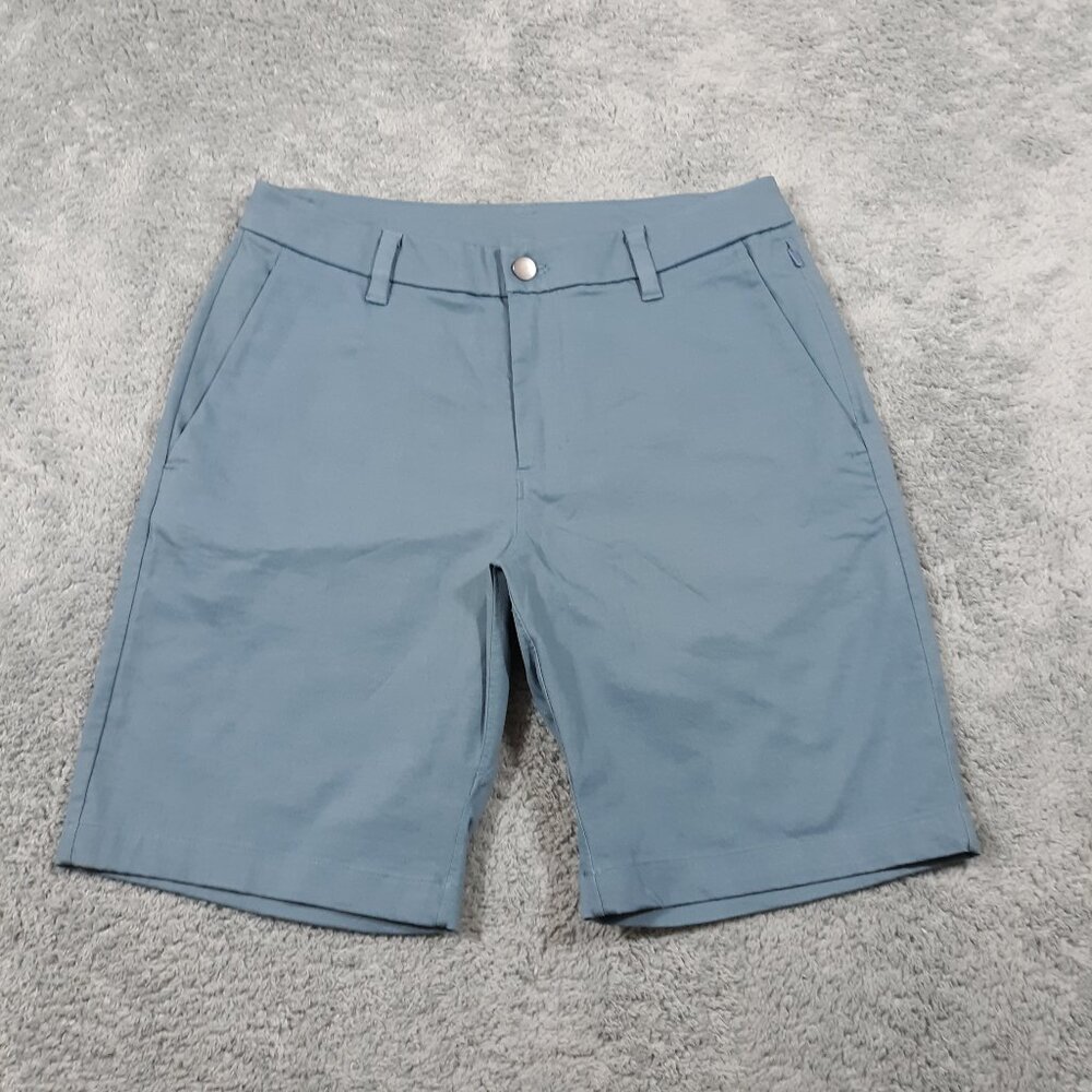 Lululemon Shorts Mens Size 30 x 9‎ Blue Flat Front Chino Cotton Poly Lycra